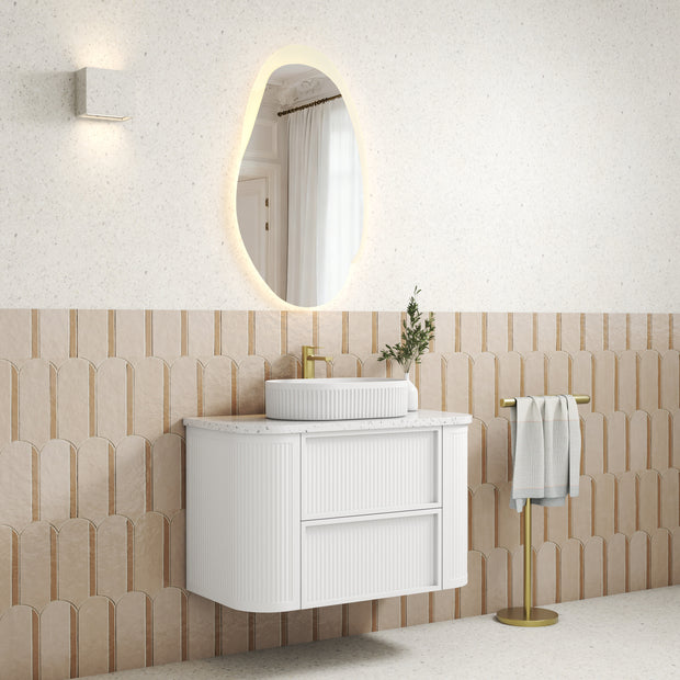 Ramee Fluted Wall Hung Matte White 900mm