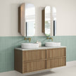 Aulic Venetta Fluted Framed Wall Hung Harvest Oak 1500mm wall hung vanity