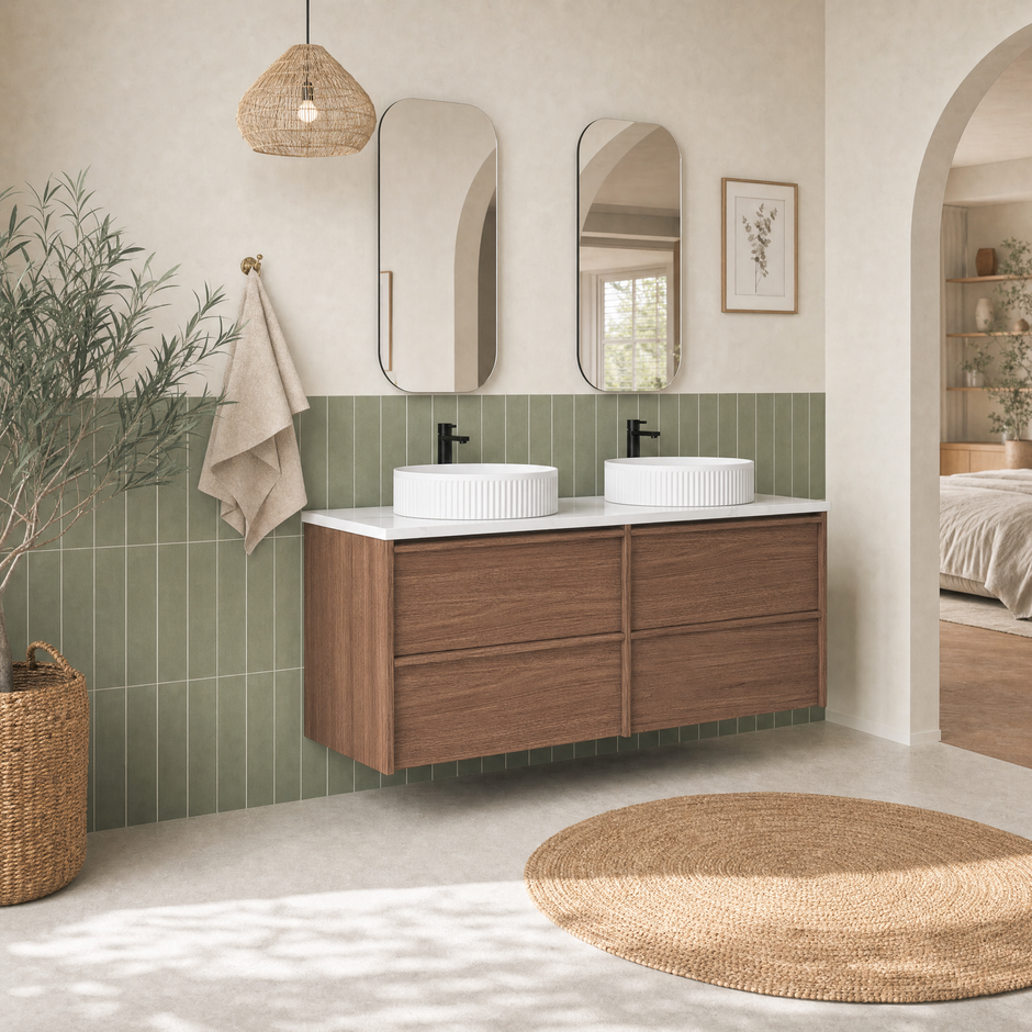 Venetta Framed Wall Hung Walnut 1500mm