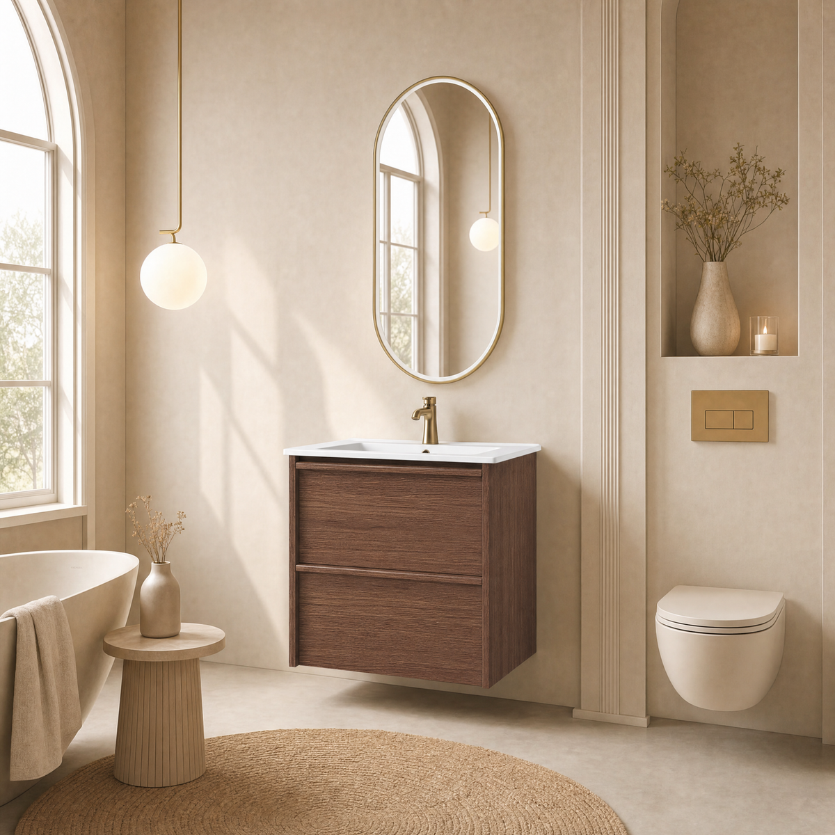 Venetta Framed Wall Hung Walnut 600mm