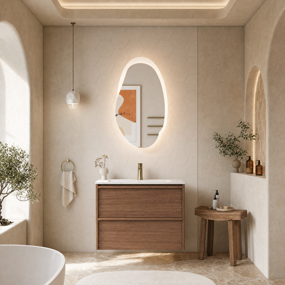 Venetta Framed Wall Hung Walnut 750mm