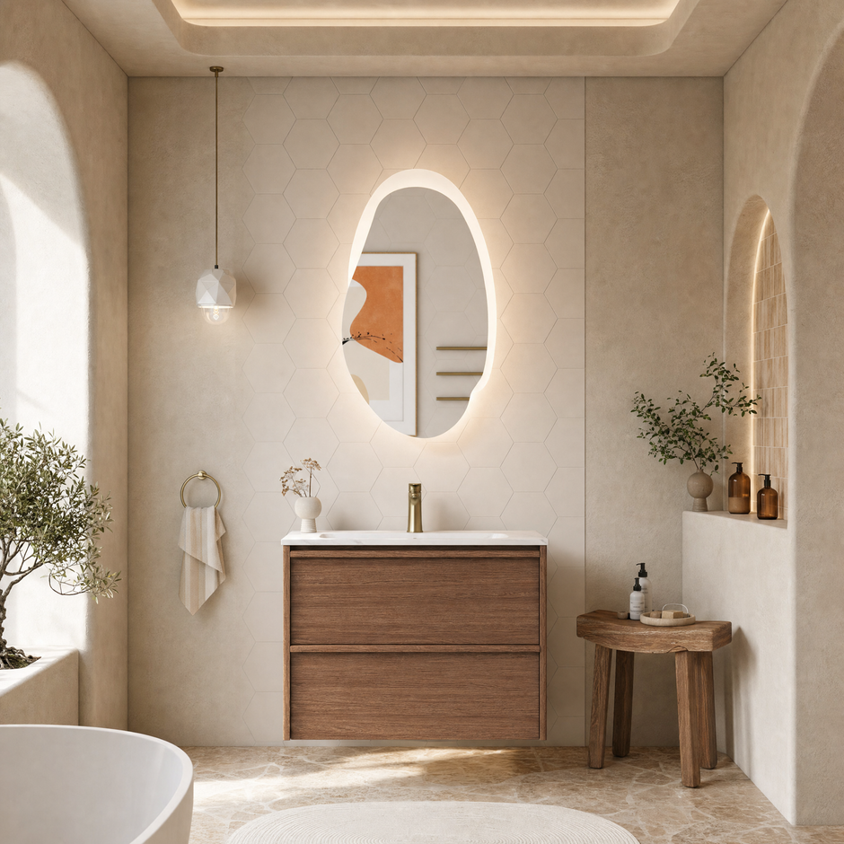 Venetta Framed Wall Hung Walnut 750mm