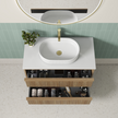 Aulic Venetta Fluted Framed Wall Hung Harvest Oak 900mm wall hung vanity