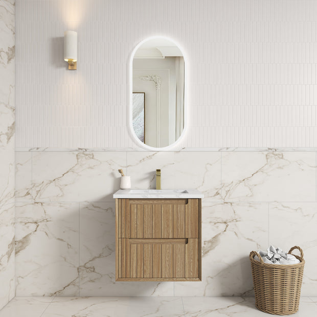 Voulari Framed Wall Hung Harvest Oak 600mm