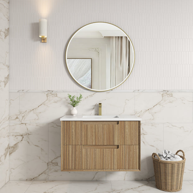 Voulari Framed Wall Hung Harvest Oak 900mm
