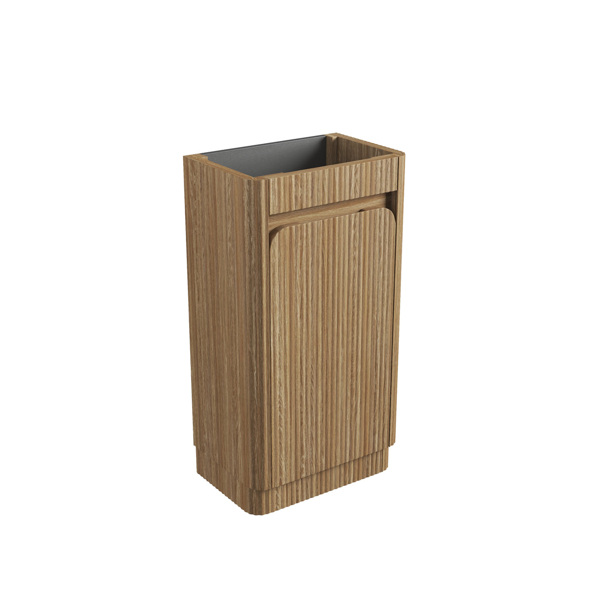 Aulic Mini Hartelle Fluted Floor Standing Harvest Oak Cabinet space saver vanity