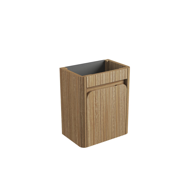 Mini Hartelle Fluted Wall Hung Harvest Oak Cabinet