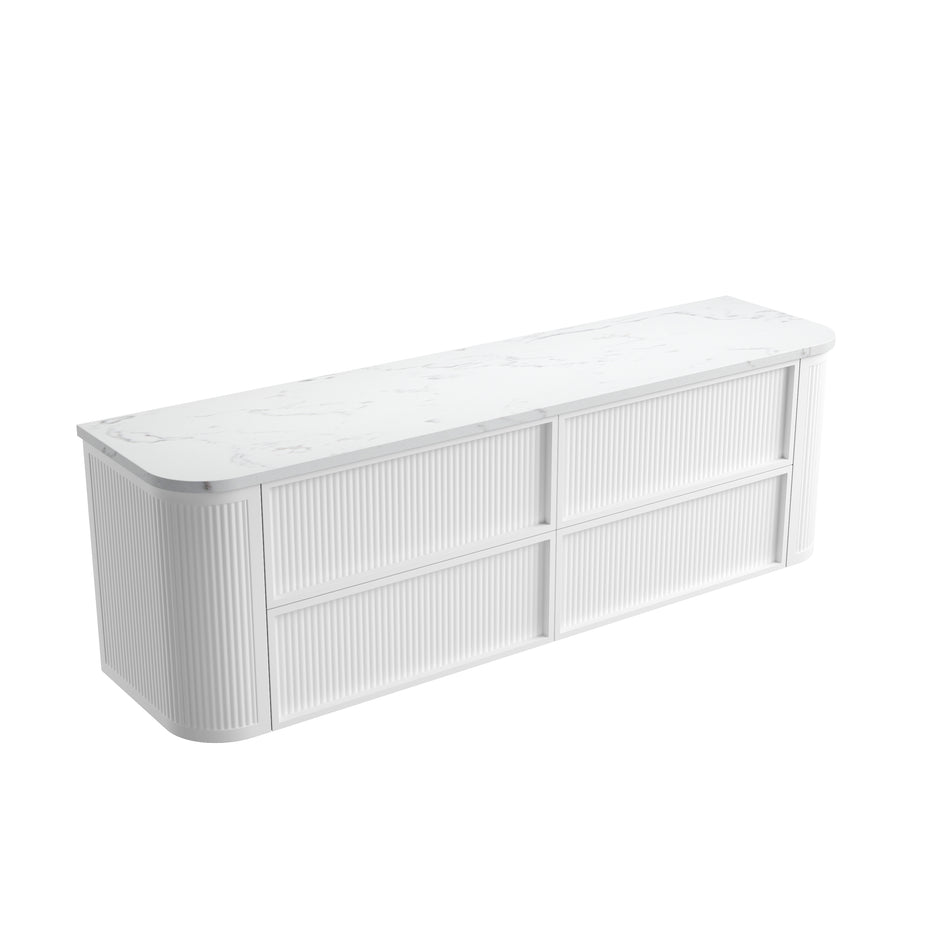 Ramee Fluted Wall Hung Matte White 1800mm