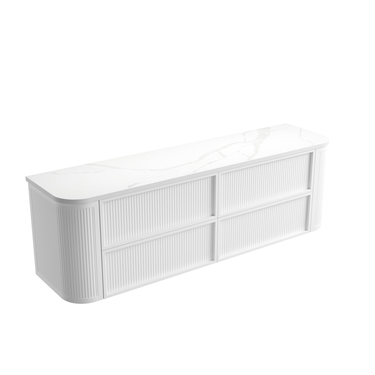 Ramee Fluted Wall Hung Matte White 1800mm
