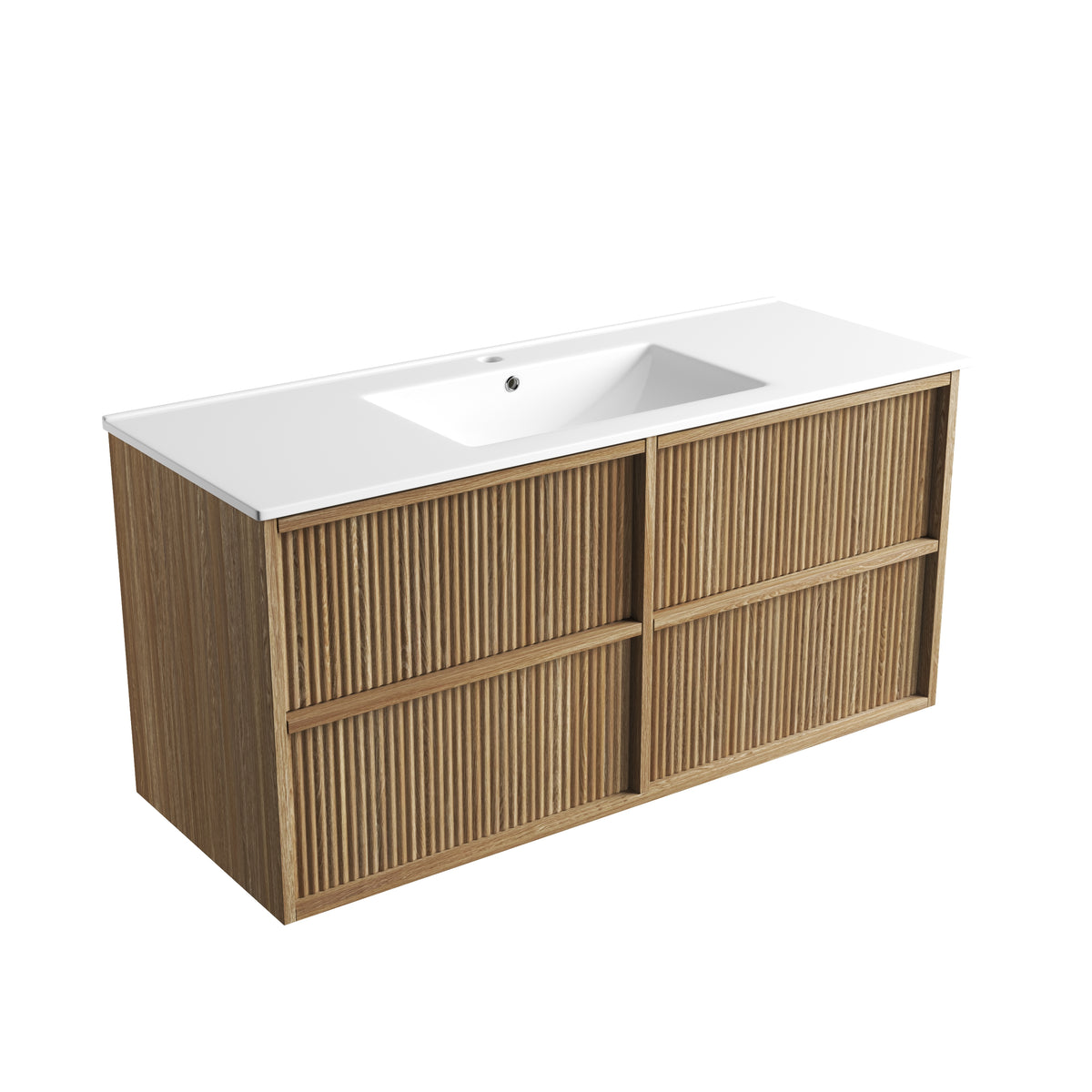 Aulic Venetta Fluted Framed Wall Hung Harvest Oak 1200mm wall hung vanity
