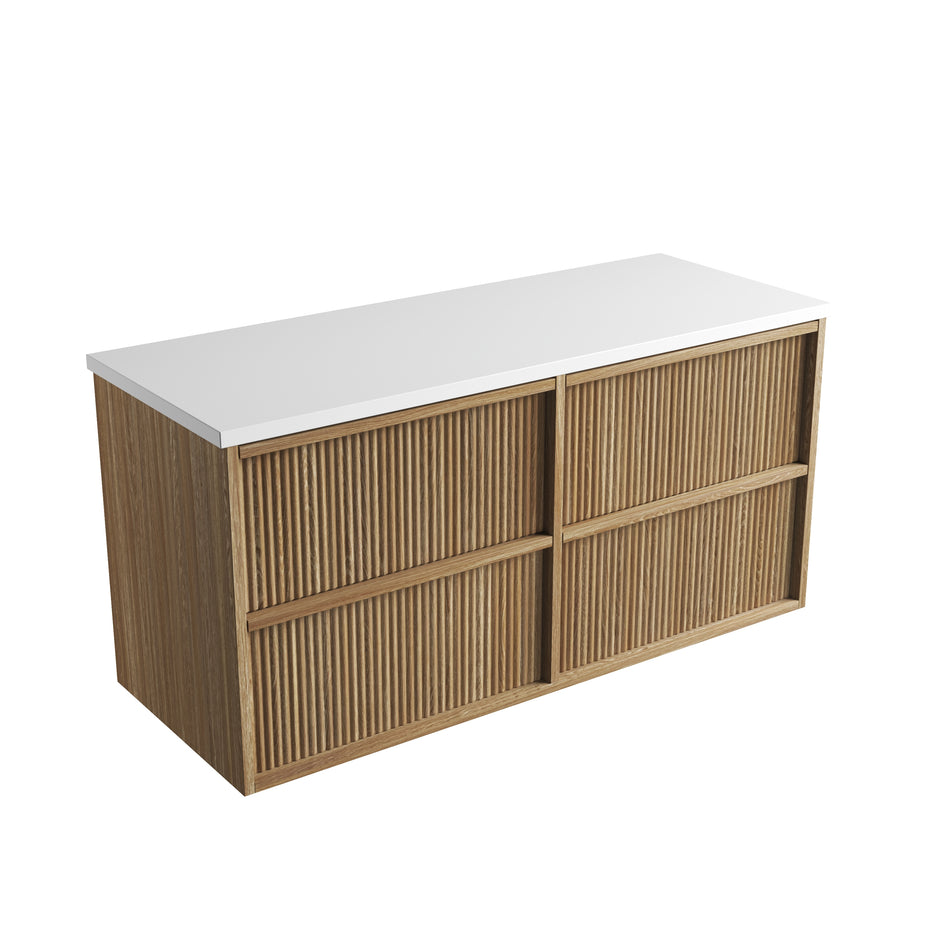 Aulic Venetta Fluted Framed Wall Hung Harvest Oak 1200mm wall hung vanity