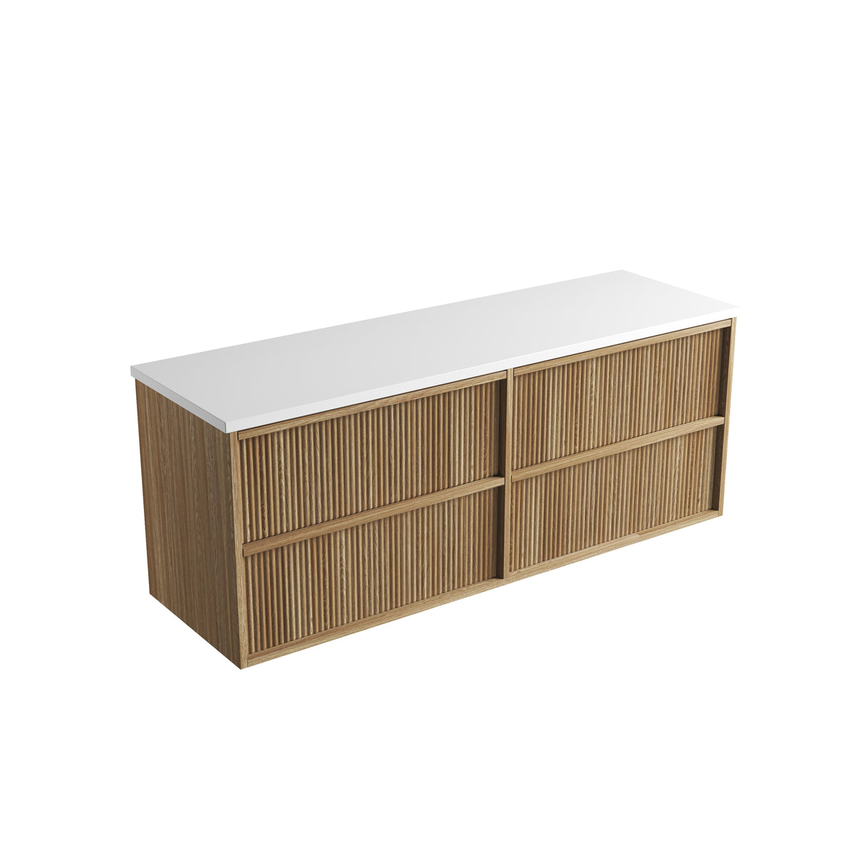 Aulic Venetta Fluted Framed Wall Hung Harvest Oak 1500mm wall hung vanity
