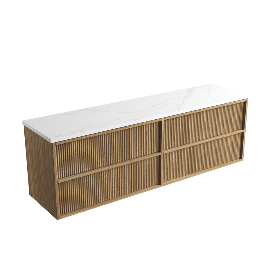 Aulic Venetta Fluted Framed Wall Hung Harvest Oak 1800mm wall hung vanity