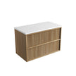 Aulic Venetta Fluted Framed Wall Hung Harvest Oak 900mm wall hung vanity