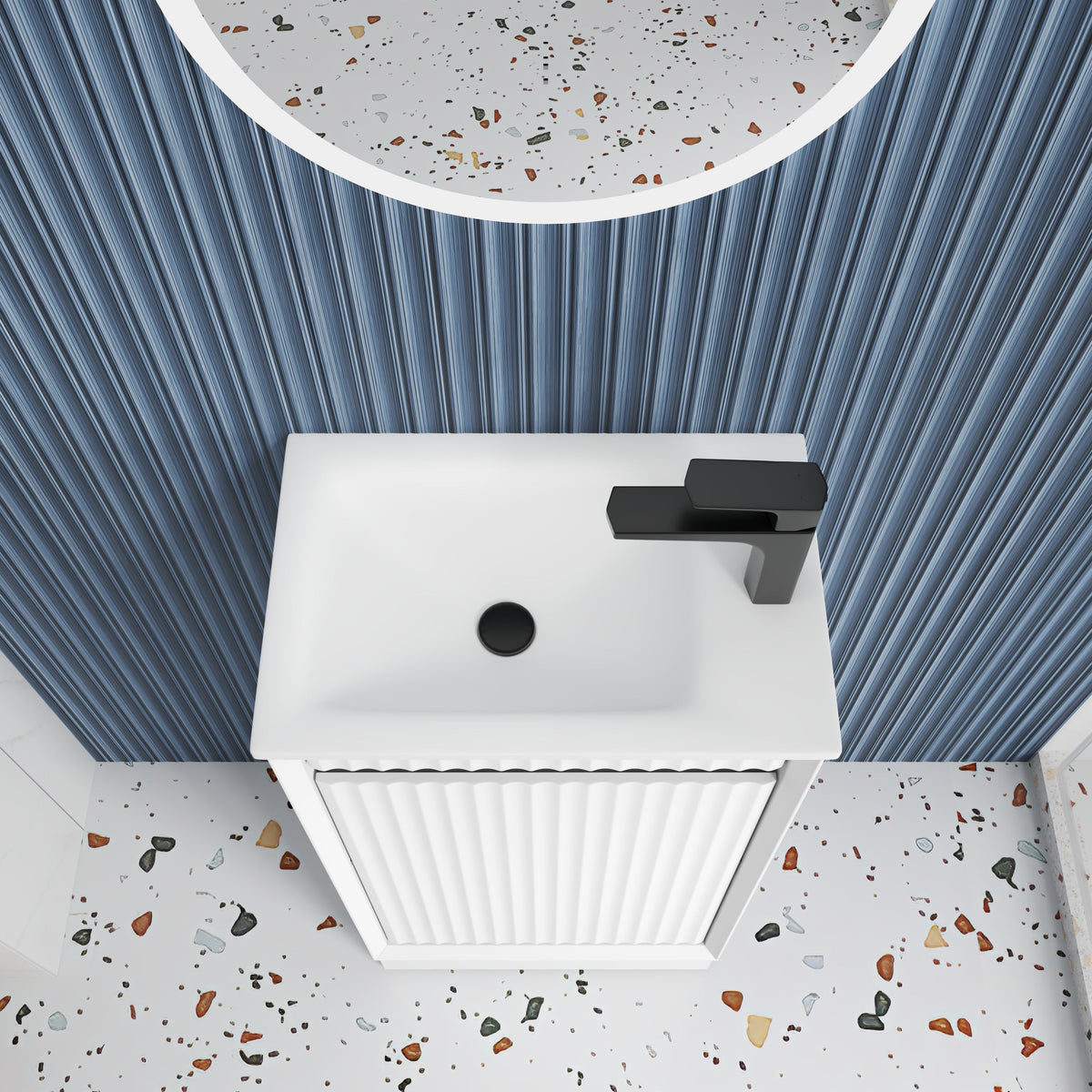 Mini Ravia Fluted Floor Standing Matte White Cabinet