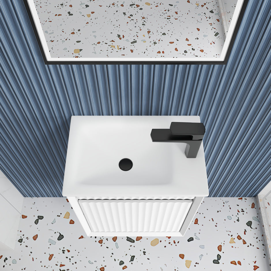 Mini Ravia Fluted Wall Hung Matte White Cabinet