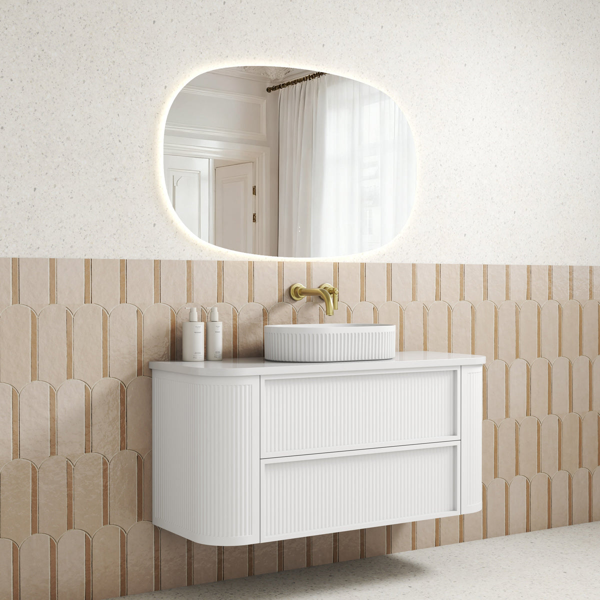 Ramee Fluted Wall Hung Matte White 1200mm