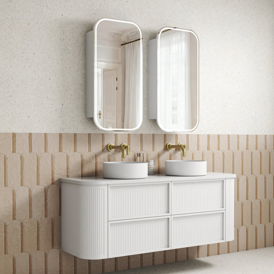 Ramee Fluted Wall Hung Matte White 1500mm