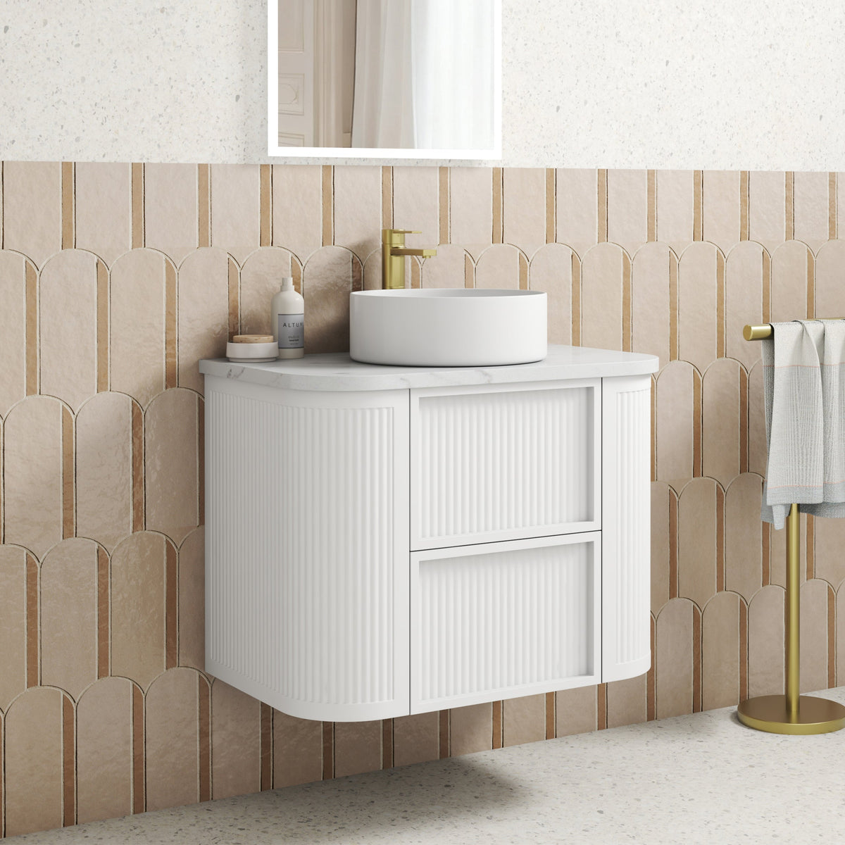 Ramee Fluted Wall Hung Matte White 750mm