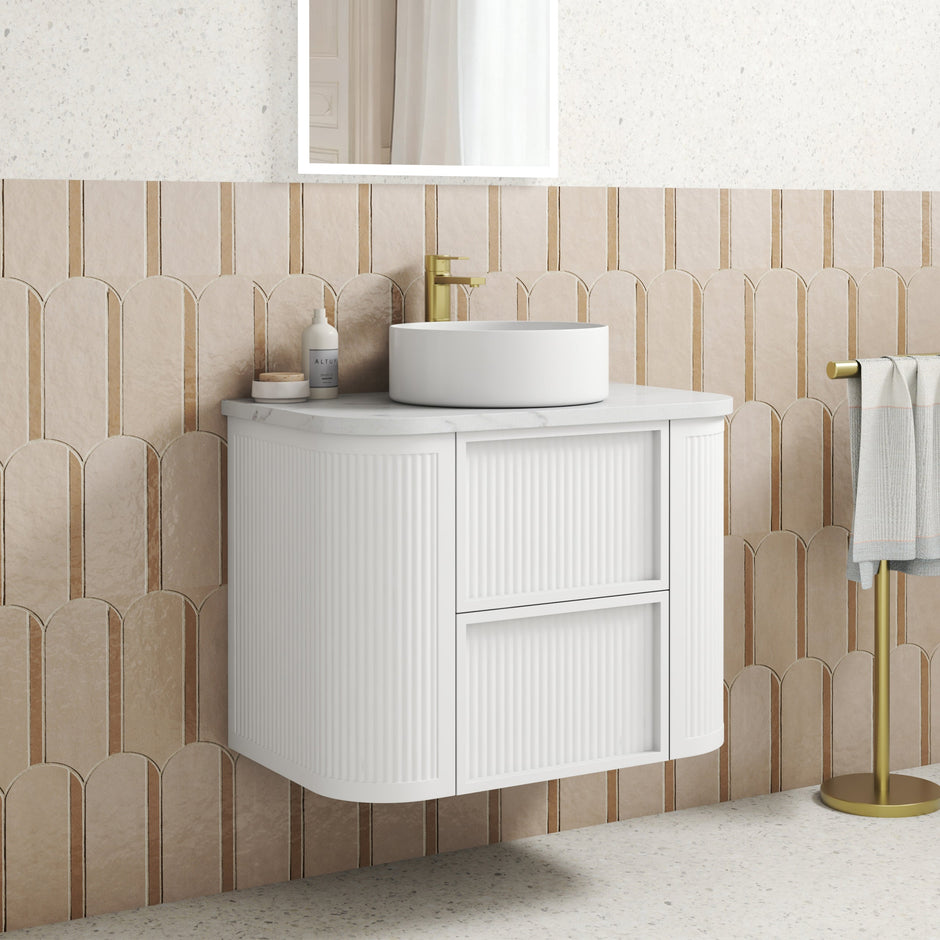 Ramee Fluted Wall Hung Matte White 750mm