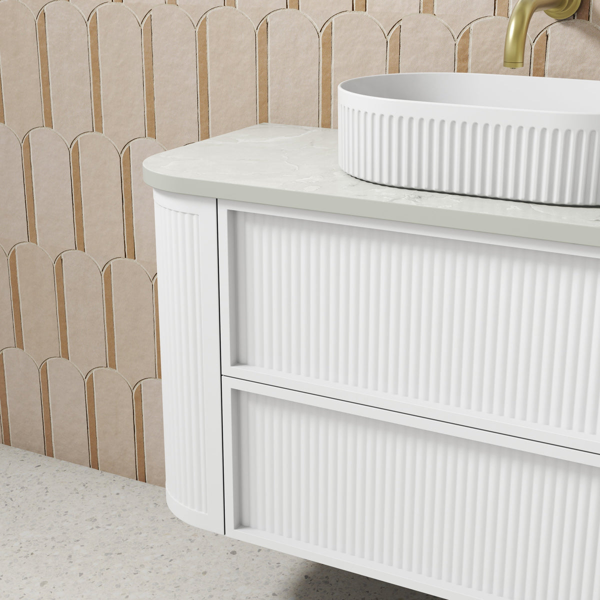 Ramee Fluted Wall Hung Matte White 750mm