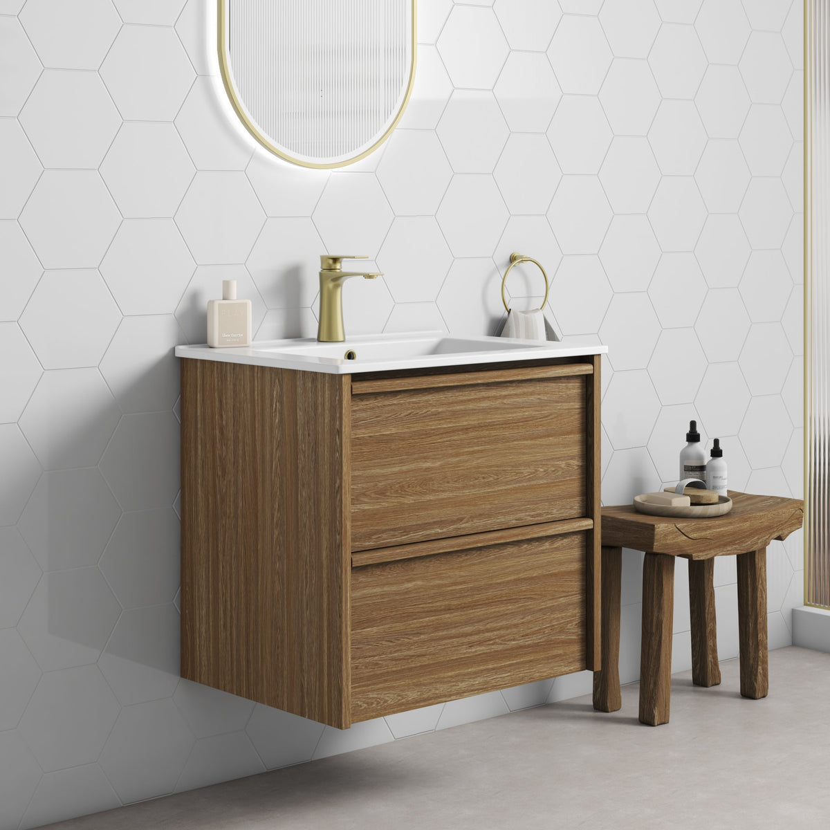 Venetta Framed Wall Hung Harvest Oak 600mm