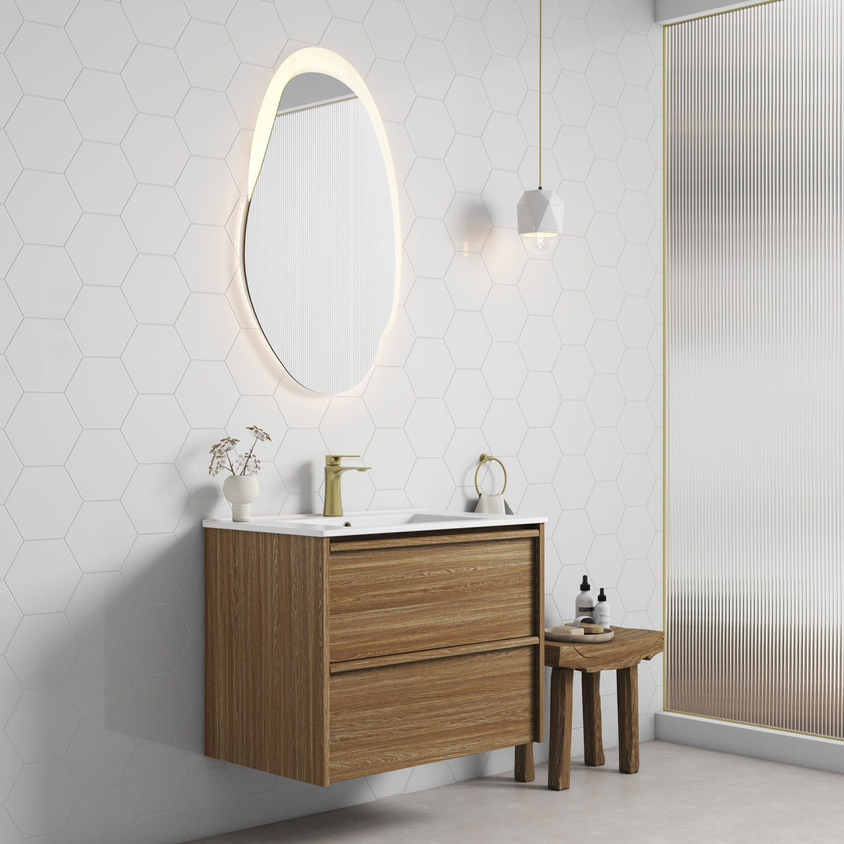 Venetta Framed Wall Hung Harvest Oak 750mm