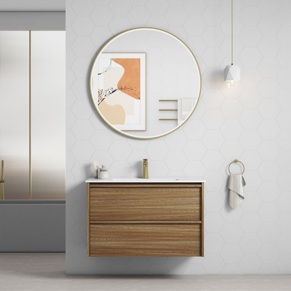 Venetta Framed Wall Hung Harvest Oak 900mm