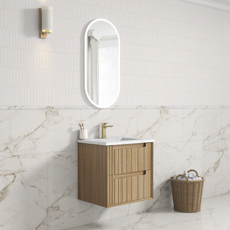 Voulari Framed Wall Hung Harvest Oak 600mm
