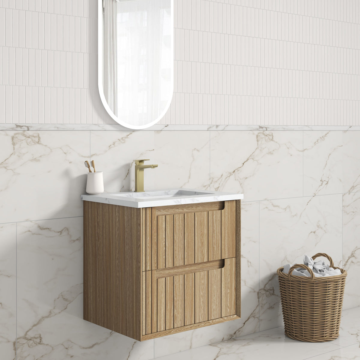 Voulari Framed Wall Hung Harvest Oak 600mm