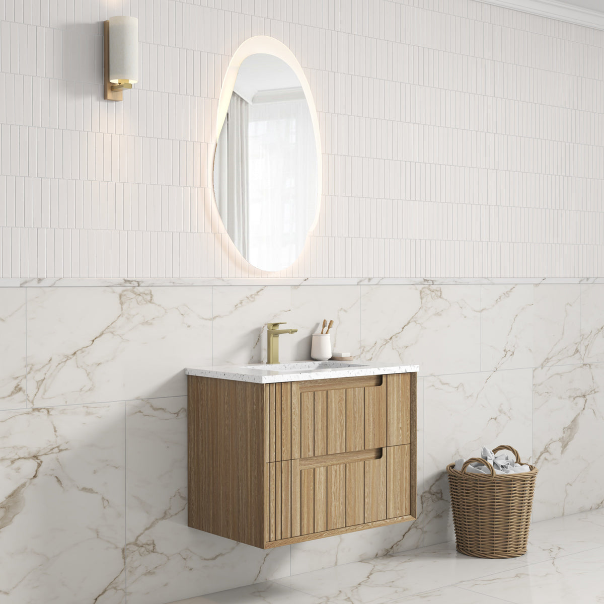 Voulari Framed Wall Hung Harvest Oak 750mm