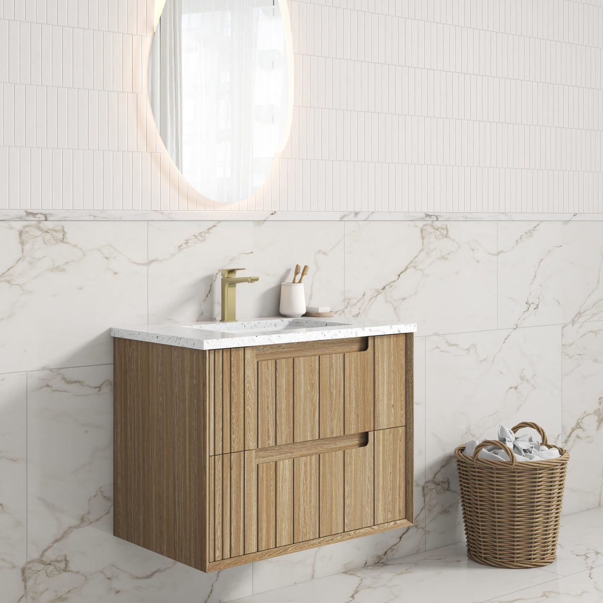 Voulari Framed Wall Hung Harvest Oak 750mm