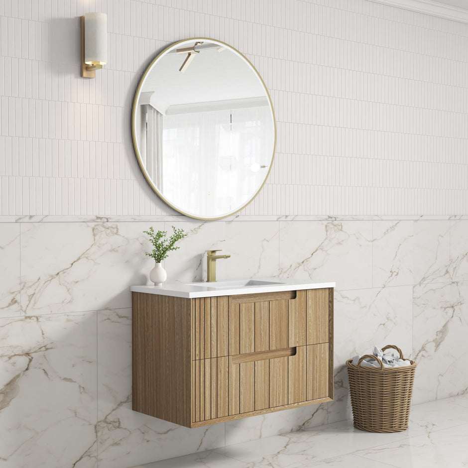 Voulari Framed Wall Hung Harvest Oak 900mm