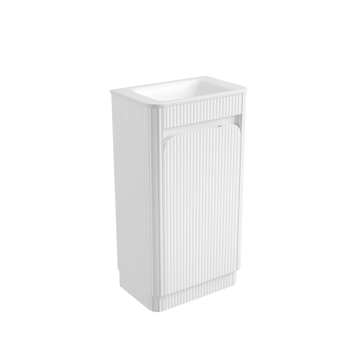 Mini Hartelle Fluted Floor Standing Matte White Cabinet