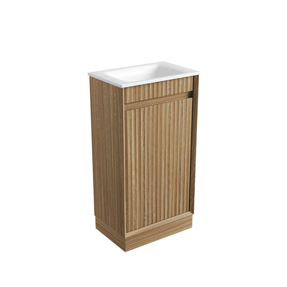 Mini Ravia Fluted Floor Standing Harvest Oak Cabinet