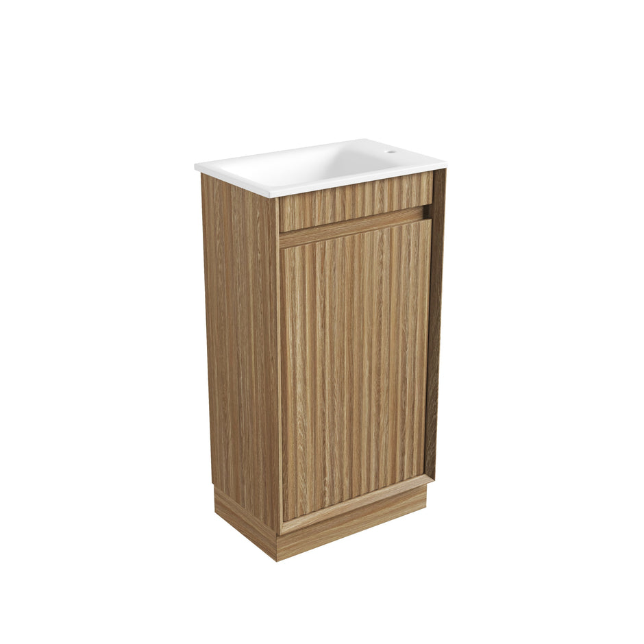 Mini Ravia Fluted Floor Standing Harvest Oak Cabinet