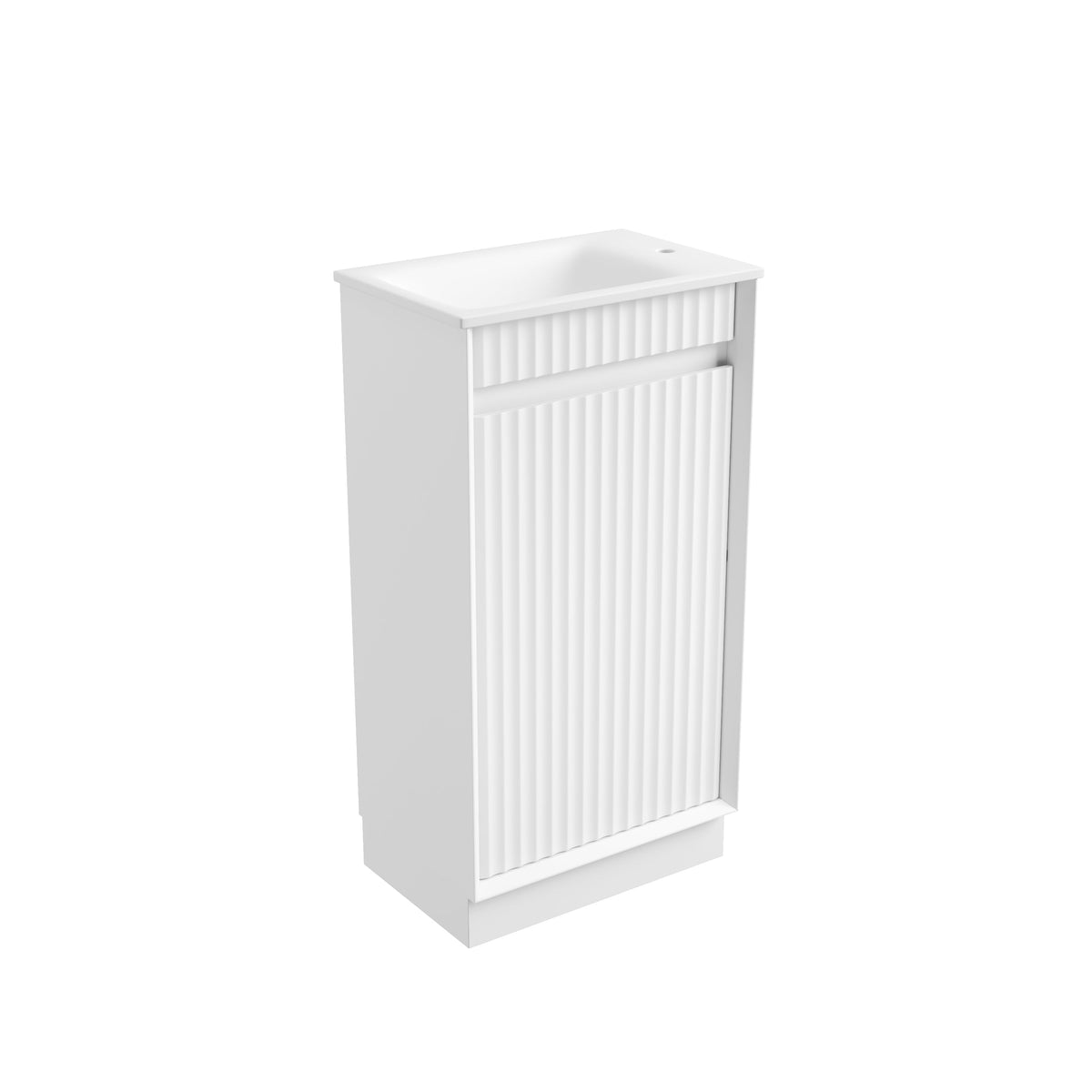 Mini Ravia Fluted Floor Standing Matte White Cabinet