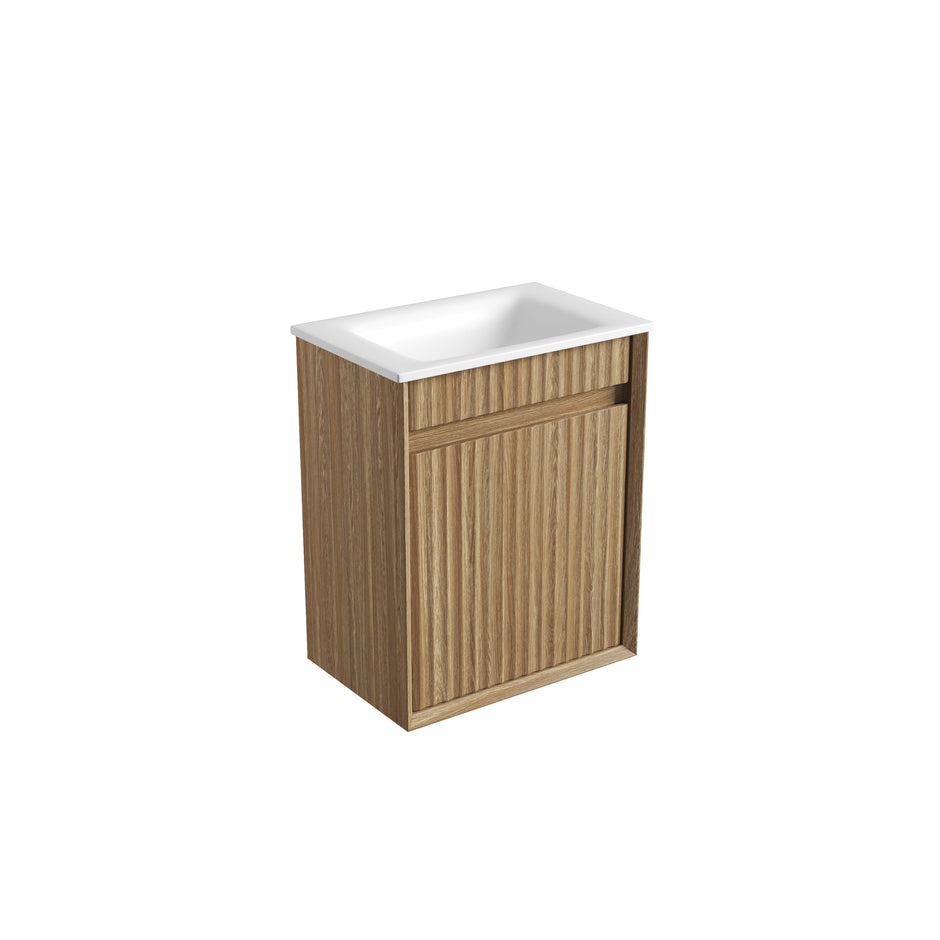 Mini Ravia Fluted Wall Hung Harvest Oak Cabinet