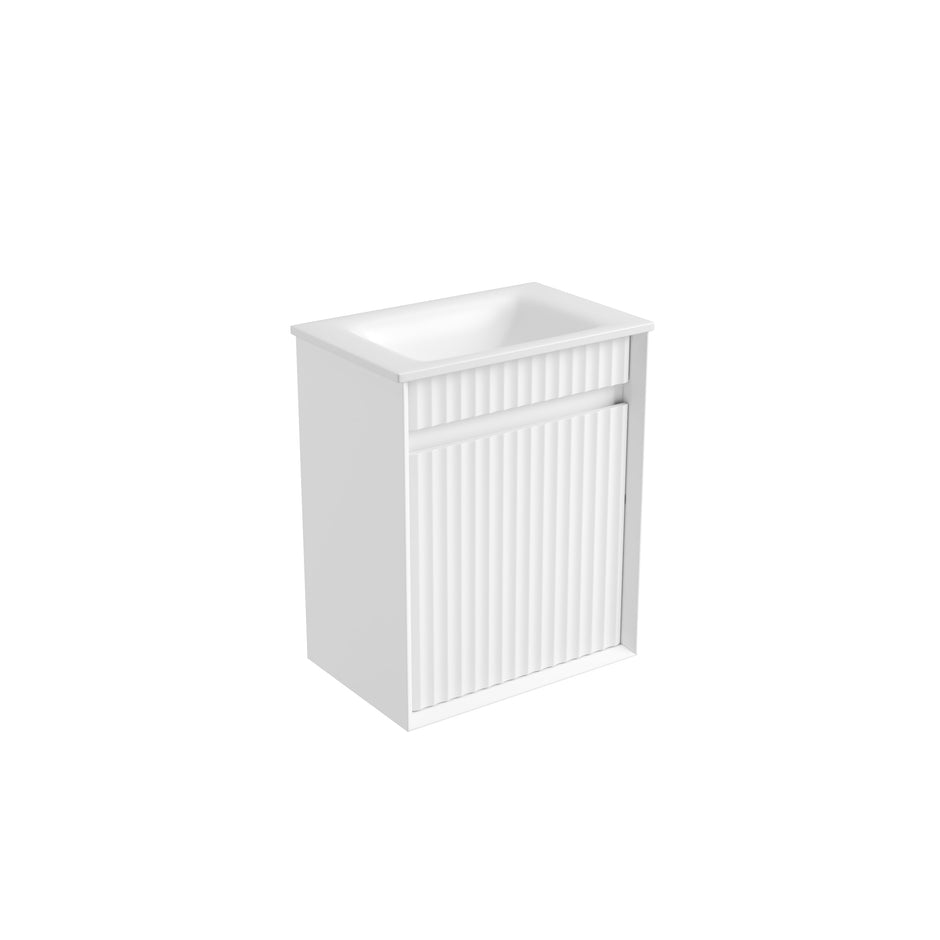 Mini Ravia Fluted Wall Hung Matte White Cabinet