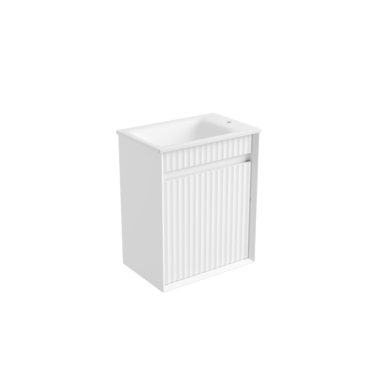 Mini Ravia Fluted Wall Hung Matte White Cabinet