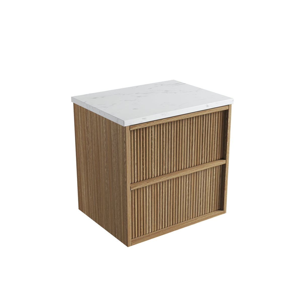 Venetta Fluted Framed Wall Hung Harvest Oak 600mm