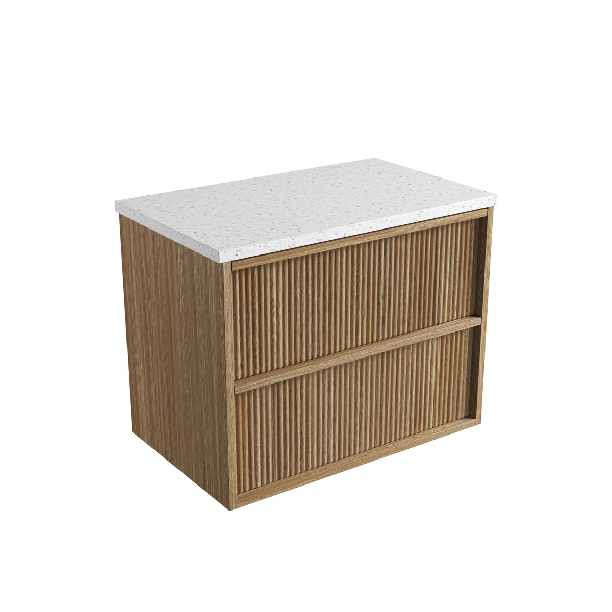 Venetta Fluted Framed Wall Hung Harvest Oak 750mm