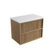 Venetta Fluted Framed Wall Hung Harvest Oak 750mm