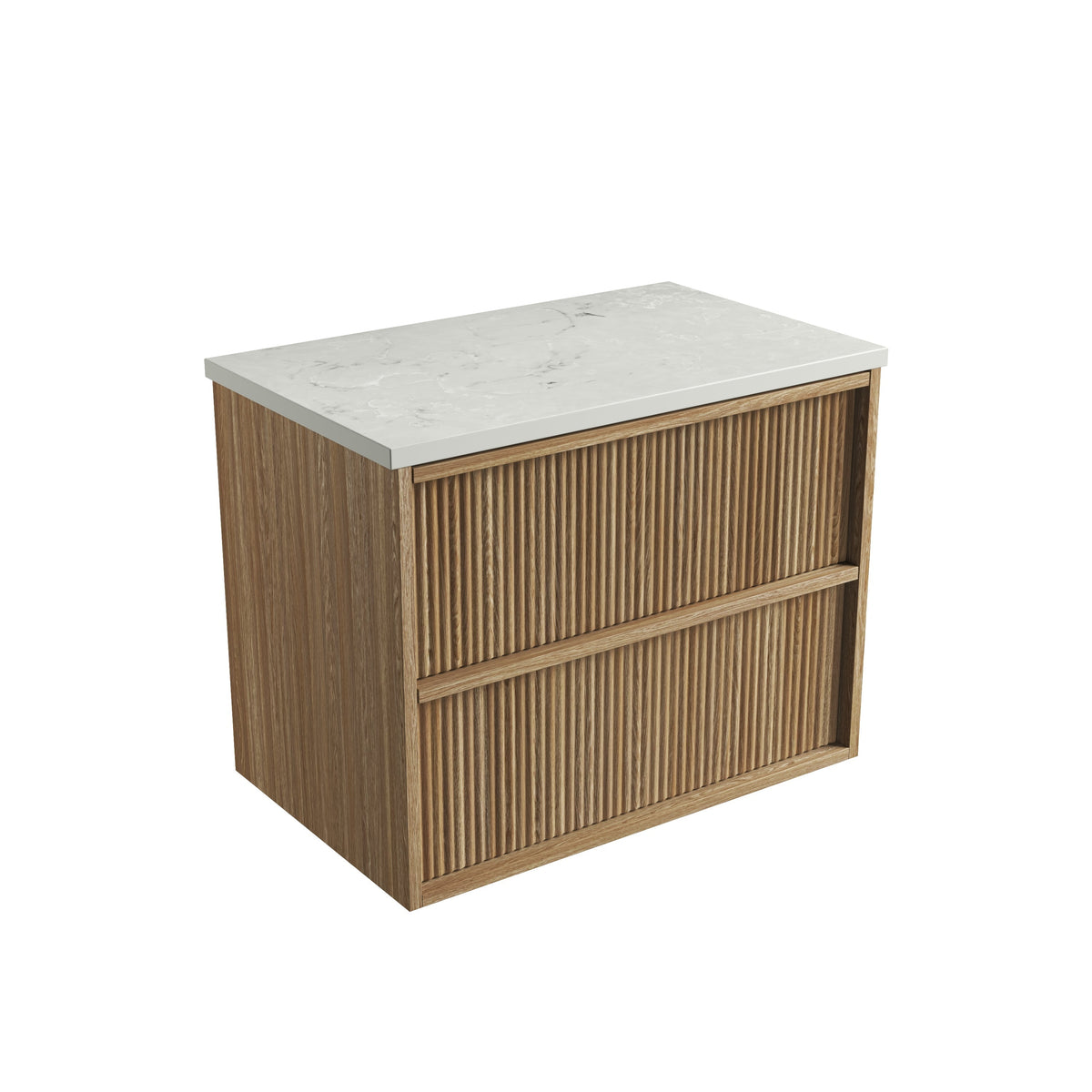 Venetta Fluted Framed Wall Hung Harvest Oak 750mm