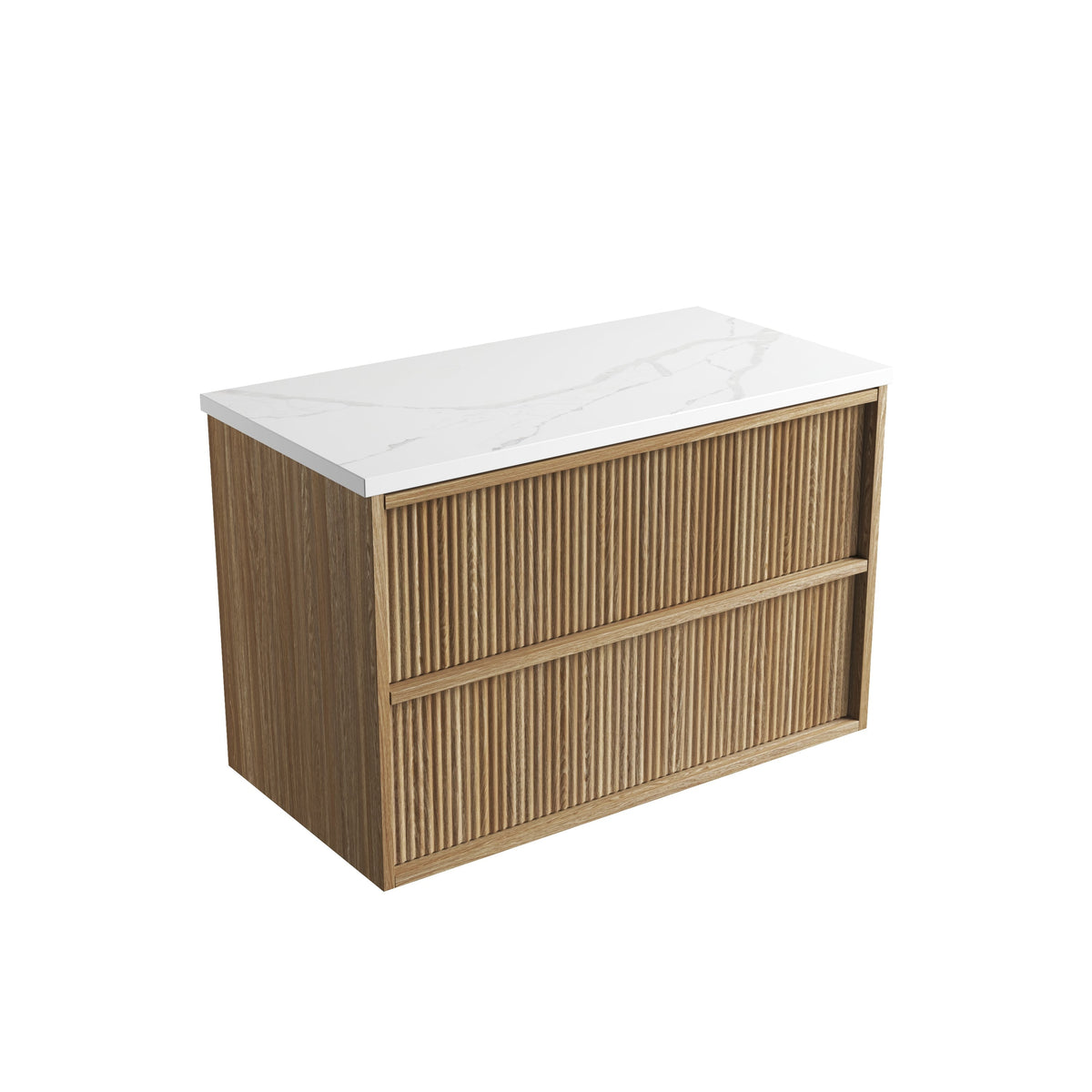 Venetta Fluted Framed Wall Hung Harvest Oak 900mm
