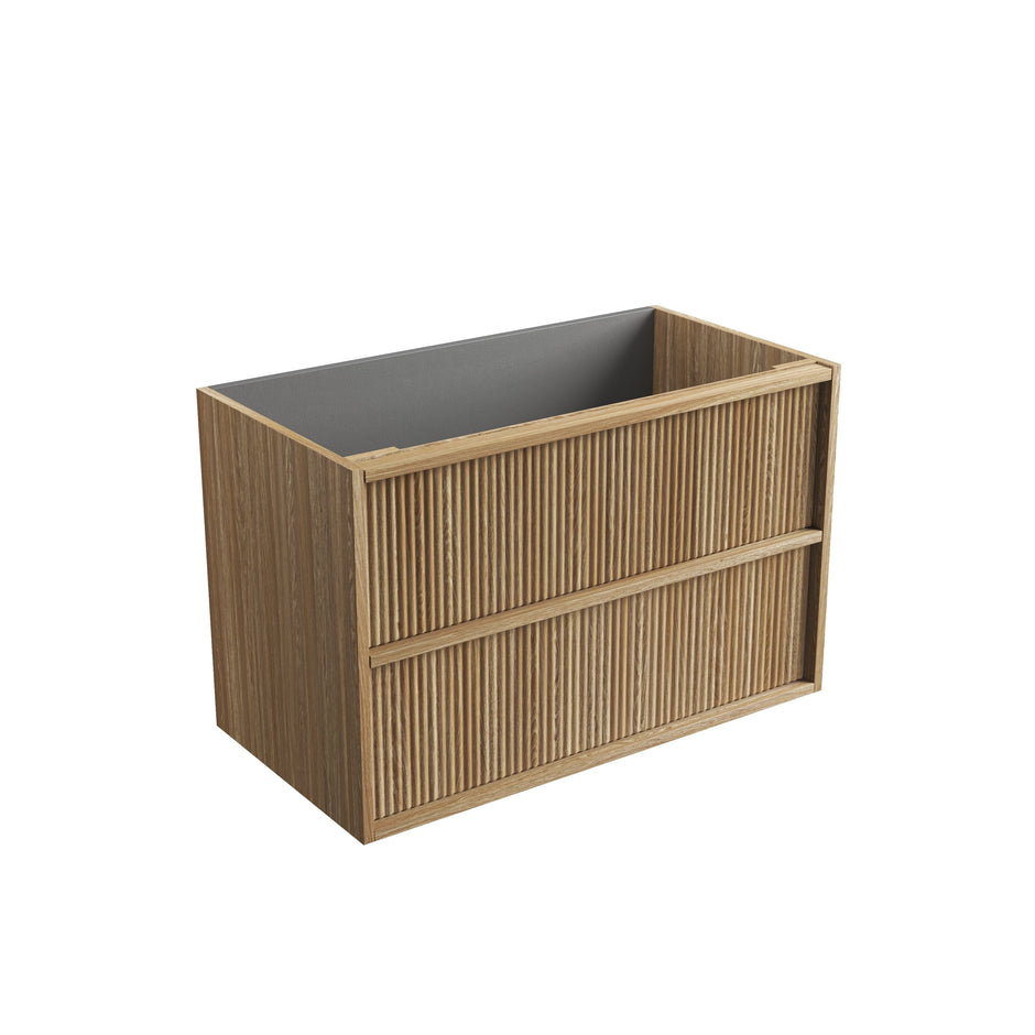 Venetta Fluted Framed Wall Hung Harvest Oak 900mm