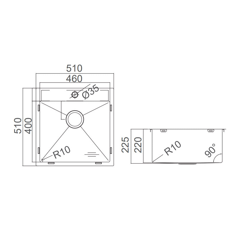 Zenmo Impact Stainless Steel Top Mounted Sink with Tap Hole