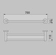 Zenmo Jess 75cm Double Towel Rail line drawing