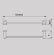 Zenmo Qubi 60cm Single Towel Rail line drawing