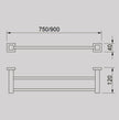 Zenmo Qubi 90cm Double Towel Rail line drawing